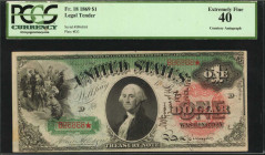 Fr. 18. 1869 $1 Legal Tender Note. PCGS Currency Extremely Fine 40. Courtesy Autograph.

This Rainbow series Ace bears the courtesy autographed signat...