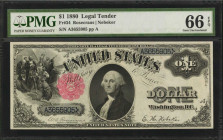 Fr. 34. 1880 $1 Legal Tender Note. PMG Gem Uncirculated 66 EPQ.

A high grade example of this Series of 1880 Legal Tender Ace. Bright paper accentuate...