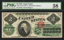 Fr. 41. 1862 $2 Legal Tender Note. PMG Choice About Uncirculated 58.

Series 130. The first $2 bills are Legal Tender Notes, part of the "greenback" i...