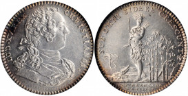 1751 Franco-American Jeton. Standing Indian Among Lilies with Alligator. Betts-385, var., Breton Reverse 510. Silver. MS-62 (NGC).

29 mm. Similar to ...