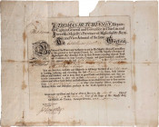 Massachusetts Bay Colony. British Military Appointment Document. Dated March 4th, 1773. Very Good.

Approximately 17 inches x 22 inches overall; print...