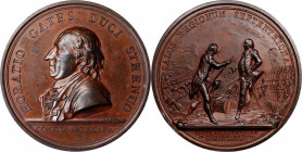 1777 Horatio Gates, Battle of Saratoga Medal. Original Dies. Philadelphia Mint. By Nicholas Marie Gatteaux. Adams-Bentley 4, Betts-557, Julian MI-2. B...
