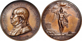 1784 Benjamin Franklin Winged Genius Medal. Original Dies. Paris Mint. By Augustin Dupre. Adams-Bentley 14, Betts-619, Greenslet GM-35. Bronze. MS-63 ...