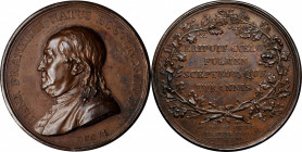 1786 Benjamin Franklin Natus Boston Medal. Original Dies. Paris Mint. By Augustin Dupre. Adams Bentley 14, Betts-620, Greenslet GM-33. Copper. About U...