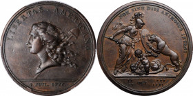 "1781" (1783) Libertas Americana Medal. Original. Paris Mint. By Augustin Dupre. Adams-Bentley 15, Betts-615. Copper. AU-50 (PCGS).

An aesthetically ...