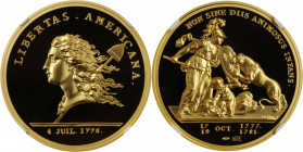 "1781" (2014) Libertas Americana Medal. Modern Paris Mint Dies. Gold. Proof-70 Ultra Cameo (NGC).

34 mm. 1 ounce, .999 fine. An as struck, visually s...