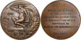 1893 World's Columbian Exposition Service Appreciation Medal for a Department Chief. By Simon H. Vedder. Eglit-Unlisted. Bronze. About Uncirculated.

...