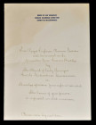 Invitation of the Board of Lady Managers to a Reception for Princess Eulalia of Spain. June 8, 1893. Extremely Fine.

5.75 inches x 8 inches, as folde...