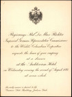 Invitation of Dr. Max Richter, the Imperial German Representative Commissioner to the World's Columbian Exposition, to a Dinner at the Auditorium Hote...