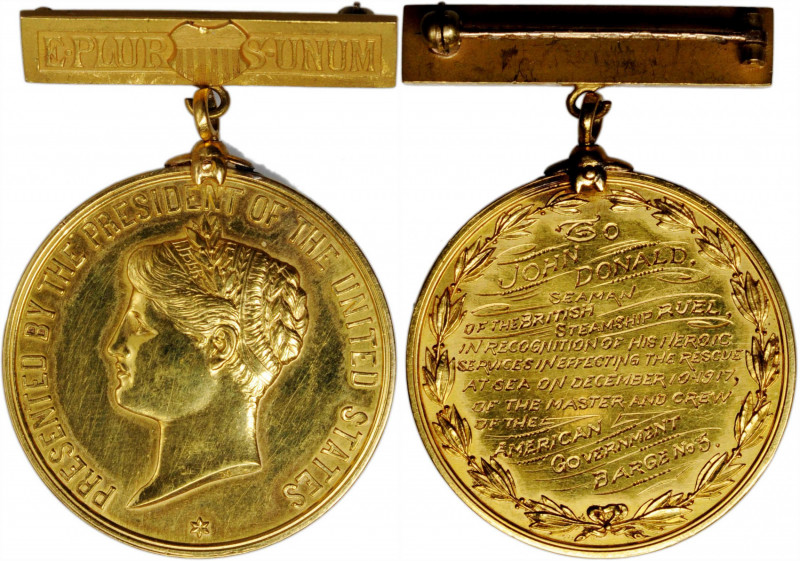 1917 State Department Life Saving Medal. First Class. By George T. Morgan. Julia...