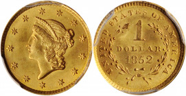 1852 Gold Dollar. MS-65 (PCGS).

Soft satin luster blends with vivid deep rose patina on both sides of this lovely Gem Mint State type candidate from ...