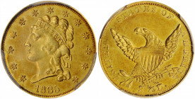 1835 Classic Head Quarter Eagle. HM-2. Rarity-3. AU-58 (PCGS). CAC.

Satiny in the fields and well preserved with an overall green-golden appearance. ...