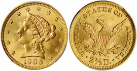 1906 Liberty Head Quarter Eagle. MS-67 (PCGS).

A lovely, highly lustrous Superb Gem, with enticing yellow-gold toning and an intense frosty sheen acr...