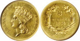 1854-O Three-Dollar Gold Piece. AU-53 (ANACS).

Bright yellow-gold surfaces exhibit traces of reflectivity in the fields. The eye appeal is overall st...