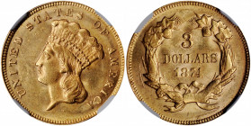 1874 Three-Dollar Gold Piece. MS-62 (NGC).

This satiny, medium gold example is just right for inclusion in a Mint State type set. The strike is suita...