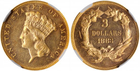 1883 Three-Dollar Gold Piece. MS-62 * PL (NGC).

One of just 900 examples struck for intended circulation.  The mirrored fields reflect rich yellow-go...