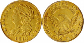 1810 Capped Bust Left Half Eagle. BD-4. Rarity-2. Large Date, Large 5. VF Details--Devices Outlined (PCGS).

The BD-4 attribution corresponds to the L...