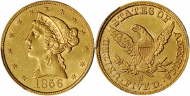 1856-S Liberty Head Half Eagle. Unc Details--Harshly Cleaned (PCGS).

A sharp and lustrous example further enhanced by vivid golden-apricot patina. Mo...