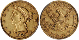 1869-S Liberty Head Half Eagle. EF-45 (PCGS).

Impressive quality for a survivor of this heavily circulated Frontier era issue. Bathed in pretty light...