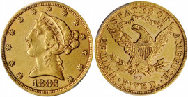 1883-CC Liberty Head Half Eagle. Winter 1-A, the only known dies. AU-50 (PCGS). CAC.

Smooth and inviting AU quality for this lower mintage entry in t...