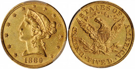 1889 Liberty Head Half Eagle. MS-61 (PCGS). CAC.

Satin to semi-reflective surfaces are smartly impressed with razor sharp striking detail throughout ...
