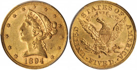 1894-S Liberty Head Half Eagle. MS-62 (PCGS). CAC.

Handsome honey-orange surfaces are satiny in texture with a sharply to fully executed strike. The ...
