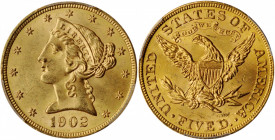 1902 Liberty Head Half Eagle. MS-66 (PCGS).

Fully struck with vivid golden-apricot color and billowy mint luster. Both sides are exceptional in their...
