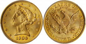 1906 Liberty Head Half Eagle. MS-66 (PCGS).

Extraordinary technical quality and outstanding eye appeal that ranks among the finest seen at PCGS for a...