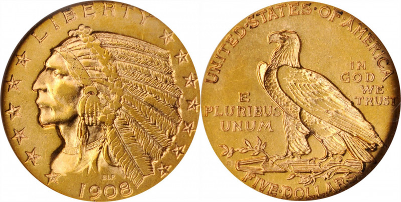 1908-S Indian Half Eagle. AU-58 (NGC).

A handsome piece with vivid reddish-hone...