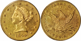 1899-S Liberty Head Eagle. MS-62 PL (PCGS).

Subtle pale silver overtones to dominant honey-apricot color, both sides readily reveal flashy prooflike ...