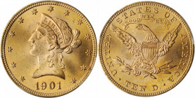 1901 Liberty Head Eagle. MS-65+ (PCGS).

An inviting premium Gem with full striking detail, expert surface preservation and vivid golden-apricot color...