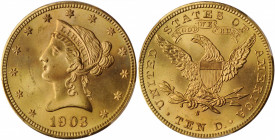 1903-S Liberty Head Eagle. MS-66 (PCGS).

Fully struck with razor sharp design elements, this beautiful example also possesses vivid golden-orange col...