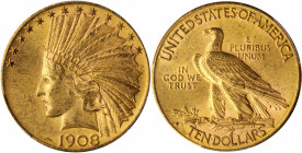 1908-S Indian Eagle. MS-62 (PCGS).

A delightful honey-rose example of this perennially popular Indian eagle issue. Boldly to sharply struck with lust...