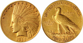 1911-D Indian Eagle. EF-45 (PCGS).

Rich honey-gold color with glints of vivid reddish-rose in the protected areas around many of the design elements....