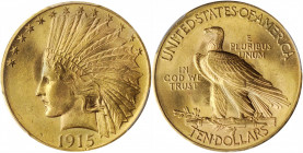 1915 Indian Eagle. MS-65 (PCGS).

Stunning Gem-quality surfaces are expertly preserved with a smooth, satin to softly frosted finish. Fully struck for...
