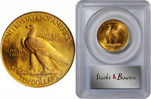 1932 Indian Eagle. MS-65 (PCGS).

With lively mint luster, vivid orange-apricot patina and razor sharp striking detail, this gorgeous Gem Indian eagle...