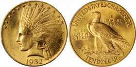 1932 Indian Eagle. MS-64+ (PCGS).

Bright and fully lustrous with soft yellow-golden color. A minimum of contact abrasions are seen, thus creating a t...