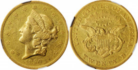 1850-O Liberty Head Double Eagle. Winter-2. AU-50 (NGC).

This is a desirable example of this first year issue that will appeal to both double eagle e...