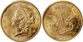 1857-S Liberty Head Double Eagle. Variety-20A. Spiked Shield. S.S. Central America Label. With One Pinch of California Gold Dust. MS-64 (PCGS).

This ...