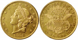 1874-CC Liberty Head Double Eagle. EF-45 (PCGS).

Warmly and evenly patinated in deep honey-apricot, this lightly circulated survivor is overall boldl...