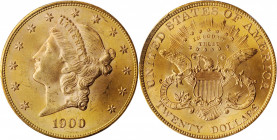 1900 Liberty Head Double Eagle. MS-64+ (PCGS). CAC.

Light rose-gold color blankets sharply struck, frosty surfaces that are knocking on the door of a...