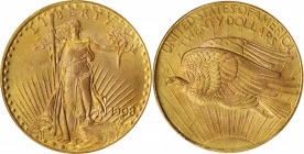 1908 Saint-Gaudens Double Eagle. No Motto. MS-66 (PCGS). OGH.

Handsome reddish-apricot surfaces are originally and expertly preserved at the upper re...
