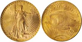1916-S Saint-Gaudens Double Eagle. MS-65 (PCGS). OGH.

A vivid deep orange-apricot example with sharp striking detail and lovely mint luster. The 1916...