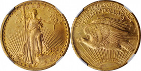 1922 Saint-Gaudens Double Eagle. MS-65 (NGC).

A captivating Gem with superior eye appeal for the assigned grade. Warm honey-rose color blankets both ...