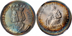 1893 Isabella Quarter. MS-66 * (NGC).

Frosty obverse devices of mauve are framed by exceptionally vivid matching toning of gray-green, gold, and purp...