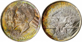 1935 Arkansas Centennial. MS-67 (PCGS). CAC.

A glorious Superb Gem, the obverse is dressed in a blend of vivid emerald-green, pinkish-apricot, reddis...