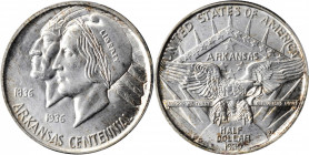 1939-D Arkansas Centennial. MS-67 (PCGS).

Brilliant satin surfaces are sharply struck and expertly preserved. This final year Arkansas Centennial com...