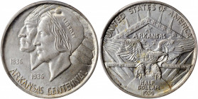 1939-S Arkansas Centennial. MS-66+ (PCGS). CAC.

Soft pearl-gray iridescence mingles with smooth, satiny luster on both sides of this endearing exampl...