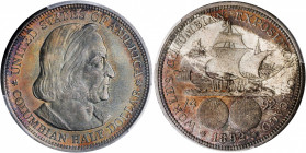 1892 Columbian Exposition. MS-65 PL (PCGS).

An exciting coin, tied for finest certified at PCGS in the PL category. Vivid olive-gray, pale pink and b...
