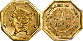 1854-DERI Octagonal $1. BG-529A. Unique. Liberty Head. AU-50 (PCGS).

In a collection replete with significant rarities, this coin stands out as the l...